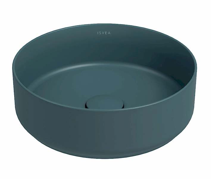ISVEA INFINITY TEZGAH ÜSTÜ YUVARLAK BATARYA DELİKSİZ LAVABO - PETROL YEŞİLİ (Ø360)