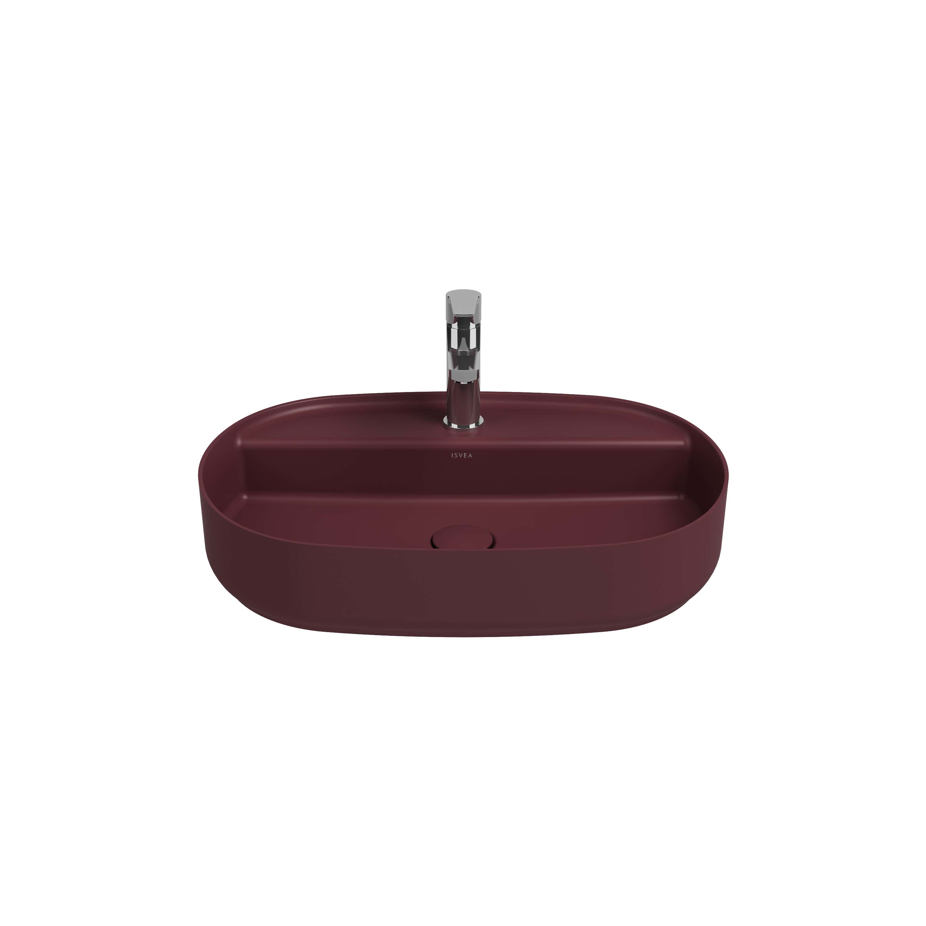 ISVEA INFINITY TEZGAH ÜSTÜ BATARYA DELİKLİ LAVABO - RUSTİK BORDO (60X40)