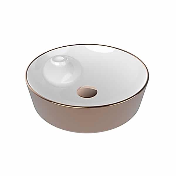 QUA FLAWLESS GÖVDE ÜSTÜ LAVABO B. DELIKLI ROSE GOLD/BEYAZ (Ø430)