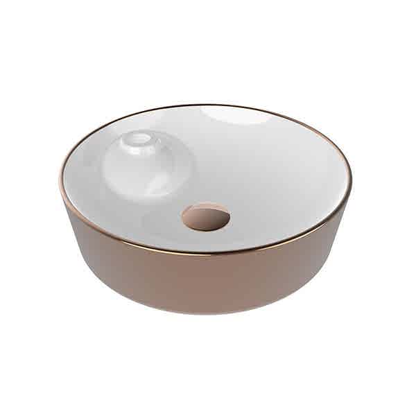 BIEN FLAME GÖVDE ÜSTÜ LAVABO B.DELIKLI ROSE GOLD/BEYAZ (Ø430)