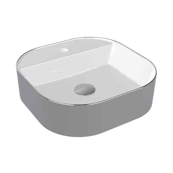 QUA FLAWLESS GÖVDE ÜSTÜ LAVABO B. DELIKLI PLATIN/BEYAZ (440X440)