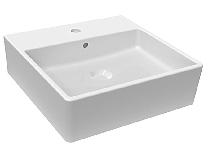 BIEN INFINITUM GÖVDE ÜSTÜ İNCE BANTLI KARE LAVABO B.DELIKLI BEYAZ (460X460)