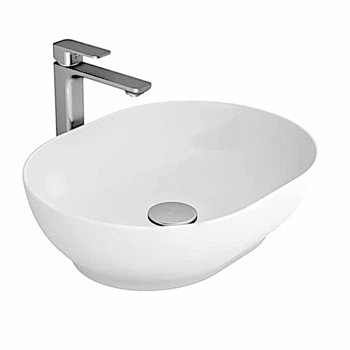BIEN MOTTO OVAL GÖVDE ÜSTÜ LAVABO B.DELIKSIZ BEYAZ (500X380)